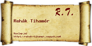 Rehák Tihamér névjegykártya